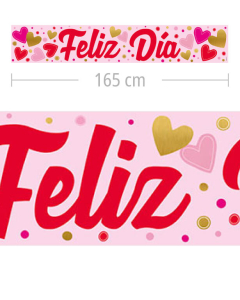 Cartel Metalizado Jumbo, Feliz Día, Corazones Surtidos