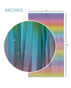 Cortina Metalizada Tiras Foil Arcoíris, 1 x 2 Metros
