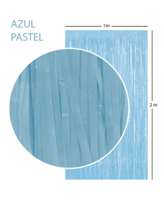 Cortina Metalizada Tiras Foil Azul Pastel, 1 x 2 Metros