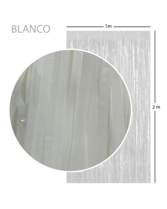 Cortina Metalizada Tiras Foil Blanca, 1 x 2 Metros