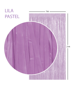 Cortina Metalizada Tiras Foil Lila Pastel, 1 x 2 Metros