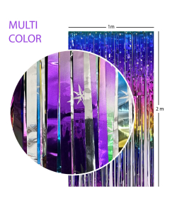 Cortina Metalizada Tiras Foil Multicolor, 1 x 2 Metros