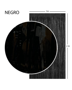 Cortina Metalizada Tiras Foil Negra, 1 x 2 Metros