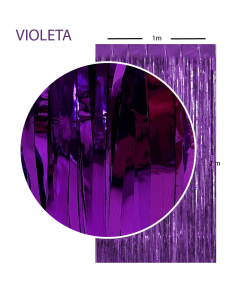 Cortina Metalizada Tiras Foil Violeta, 1 x 2 Metros
