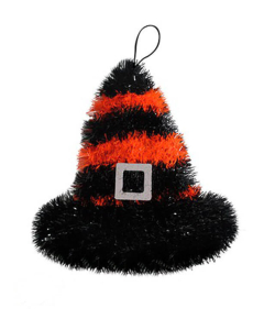 Sombrero de bruja en naranja y negro