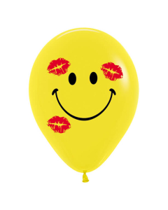 Globo Carita Feliz Con Beso, Amarillo Fashion R-12 por Unidad