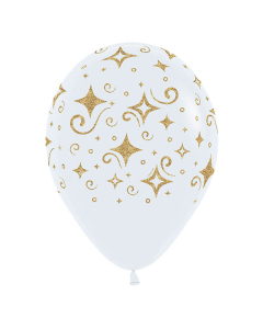 Globo Escarchado Diamante Dorado Infinity Blanco Fashion R-12 por Unidad