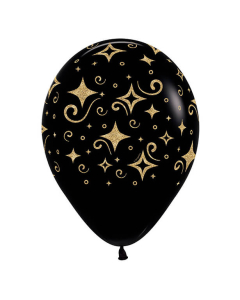 Globo Escarchado Diamante Dorado Infinity Negro Fashion R-12 por Unidad