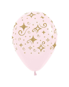 Globo Escarchado Diamante Dorado Infinity Rosado Pastel Mate R-12 por Unidad