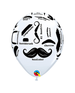 Globo Infinity Estilos de Mostachos, Blanco Estandar 11” por Undidad