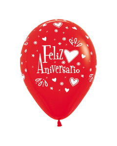 Globo Feliz Aniversario Infinity Rojo Fashion R-12 por Unidad