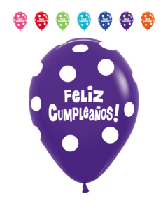 Globo infinity feliz cumpleaños puntos polka blancos