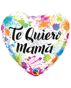 Globo Te Quiero Mamá, Colores Splash, Corazón Microfoil 18 in