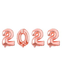 Globos Econo con los Números 2022 Dorado Rosa Microfoil 32 cm