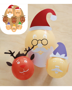 Personajes navideños, con globos, cartulinas y adhesivos, elaborados con nuestro kit apegar equipo navidad