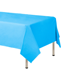 Mantel para decoración de mesa en tela cambre y color azul  de 250 por 160 centímetros