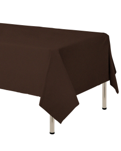 Mantel para decoración de mesa en tela cambre y color café oscuro  de 250 por 160 centímetros