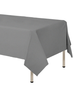 Mantel para decoración de mesa en tela cambre y color gris  de 250 por 160 centímetros