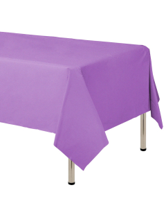 Mantel para decoración de mesa en tela cambre y color lila de 250 por 160 centímetros