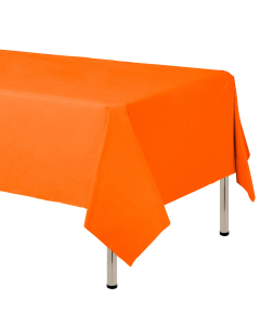 Mantel para decoración de mesa en tela cambre y color naranja  de 250 por 160 centímetros