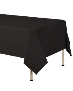 Mantel para decoración de mesa en tela cambre y color negro de 250 por 160 centímetros