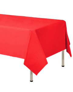 Mantel para decoración de mesa en tela cambre y color rojo  de 250 por 160 centímetros