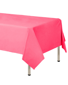 Mantel para decoración de mesa en tela cambre y color rosado  de 250 por 160 centímetros