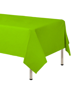 Mantel para decoración de mesa en tela cambre y color verde lima  de 250 por 160 centímetros