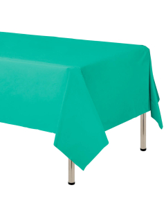 Mantel para decoración de mesa en tela cambre y color verde menta  de 250 por 160 centímetros