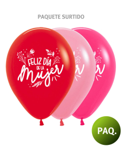 Paquete Globos Impresos Feliz Día de la Mujer R-12