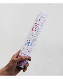 Cañon Lanzadora de Confetti Revelación Genero 28 cm de largo – Party Popper