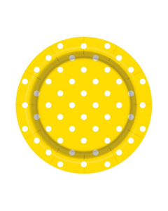 Plato de Cartón Mediano Polka Amarillo