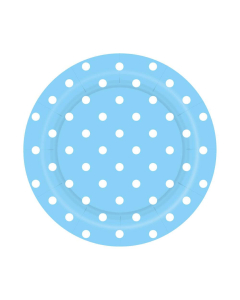 Plato de Cartón Mediano Polka Azul Celeste