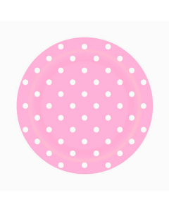 Plato de Cartón Mediano Polka Rosado