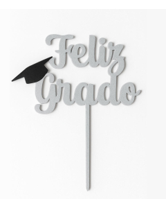 Topper Mediano Feliz Grado Gris