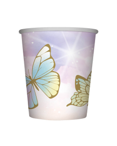 Vaso de cartón Mediano Impreso con Diseño de Mariposas Encantadas de 9 oz
