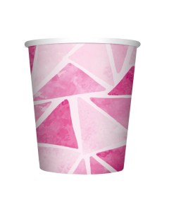 Vaso de Cartón Mediano Triángulos Rosados