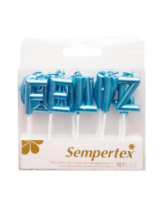 Velitas en Letras de “Feliz Cumpleaños” Metal Azules