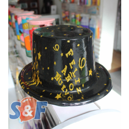 Sombrero Copa de Plástico Negro - Comprar Online {Miles de Fiestas}