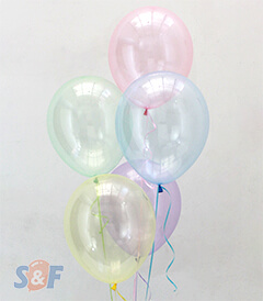 Globos cristal pastel inflados con Helio Certificado