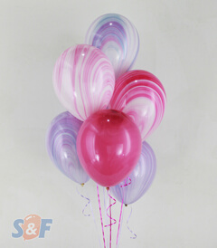 Globos superagate marmolizados qualatex inflados con Helio Certificado