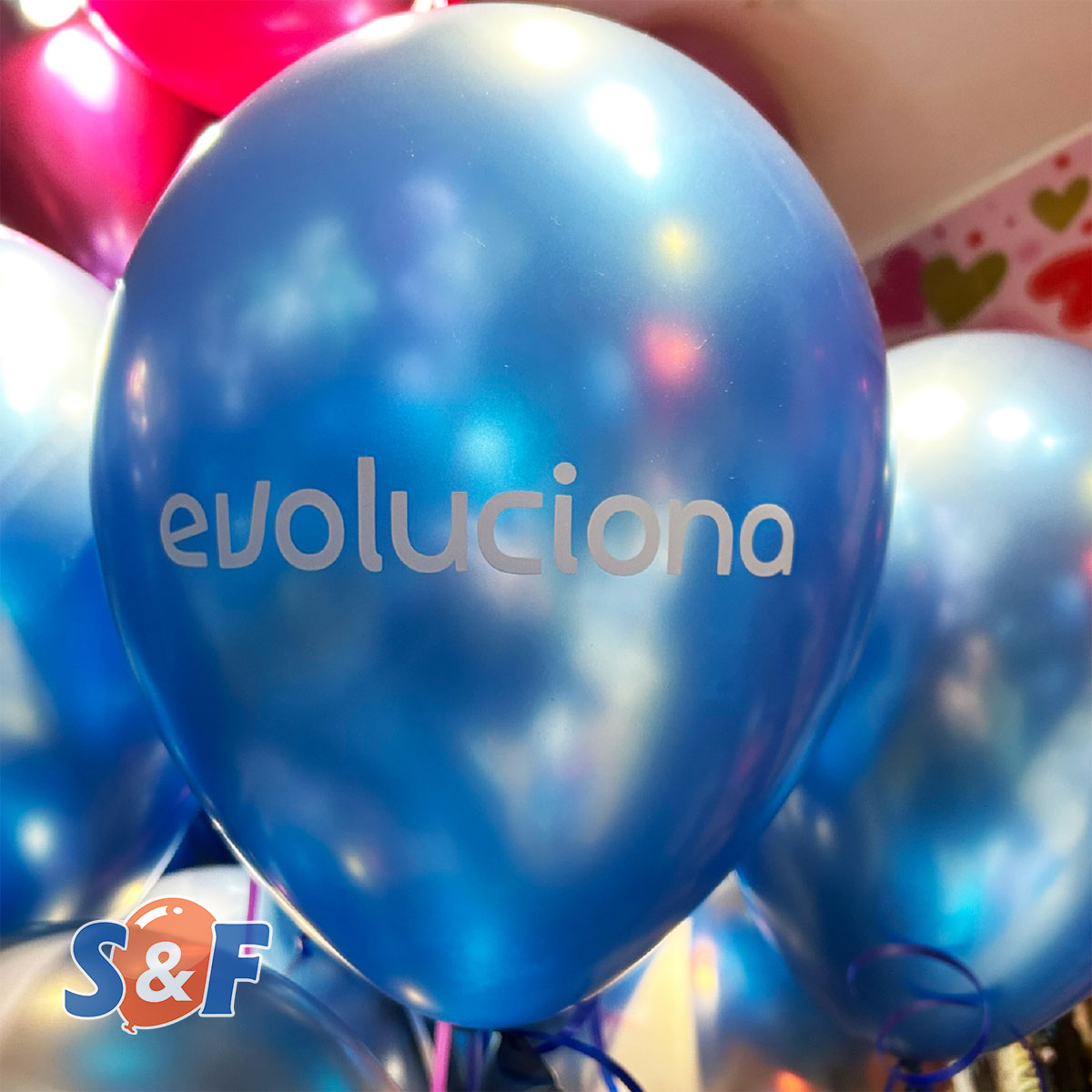 Globo de Látex azul personalizado con logo corporativo