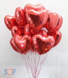Globos metalizados forma de corazón inflados con Helio Certificado