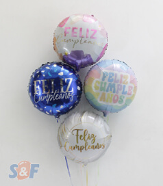 Globos metalizados cumpleaños inflados con Helio Certificado