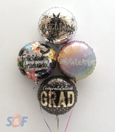 Globos metalizados de grado marca qualatex inflados con Helio Certificado