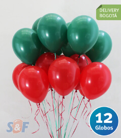 Lluvia de 12 Globos Navidad Inflados con Helio Certificado y Entrega en Bogotá