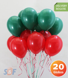 Lluvia de 20 Globos Navidad Inflados con Helio Certificado y Entrega en Bogotá